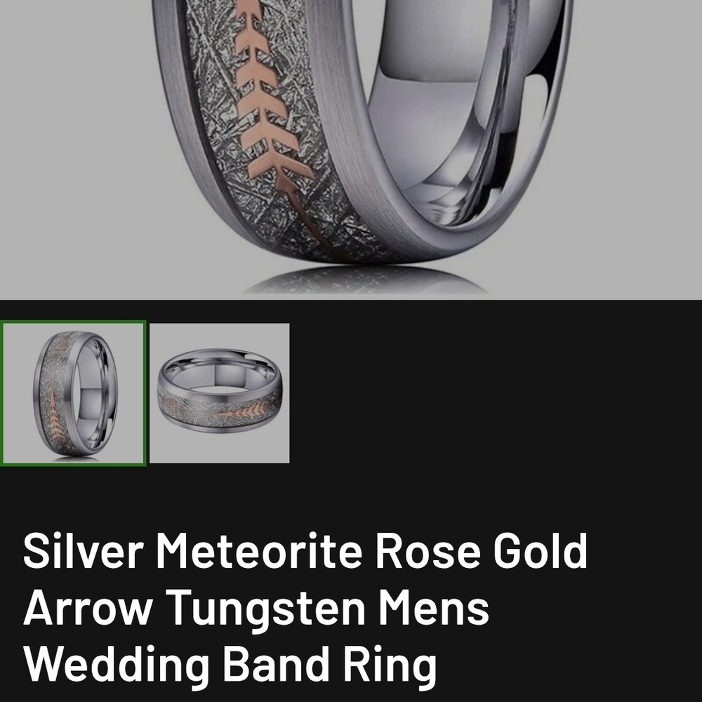 Men's Silver and Rose Gold Arrow Ring - Picture 2 of 4